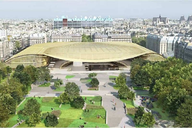 Steel and glass canopy of Les Halles, Paris