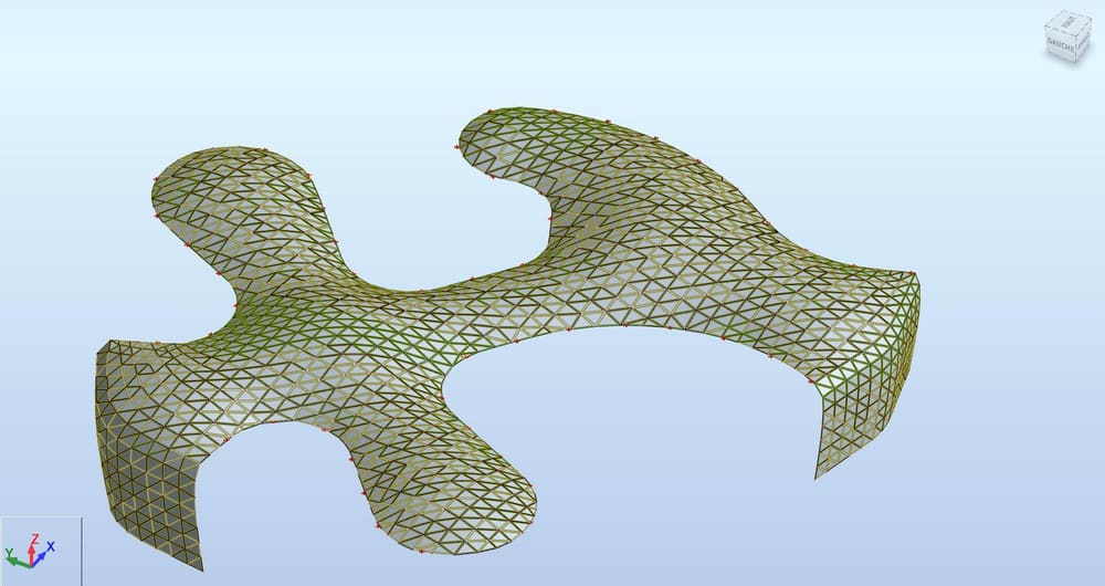 Analysis model of a free-form shell roof